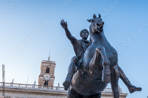 Marco Aurelio statue in Quirinale square in Rome photo