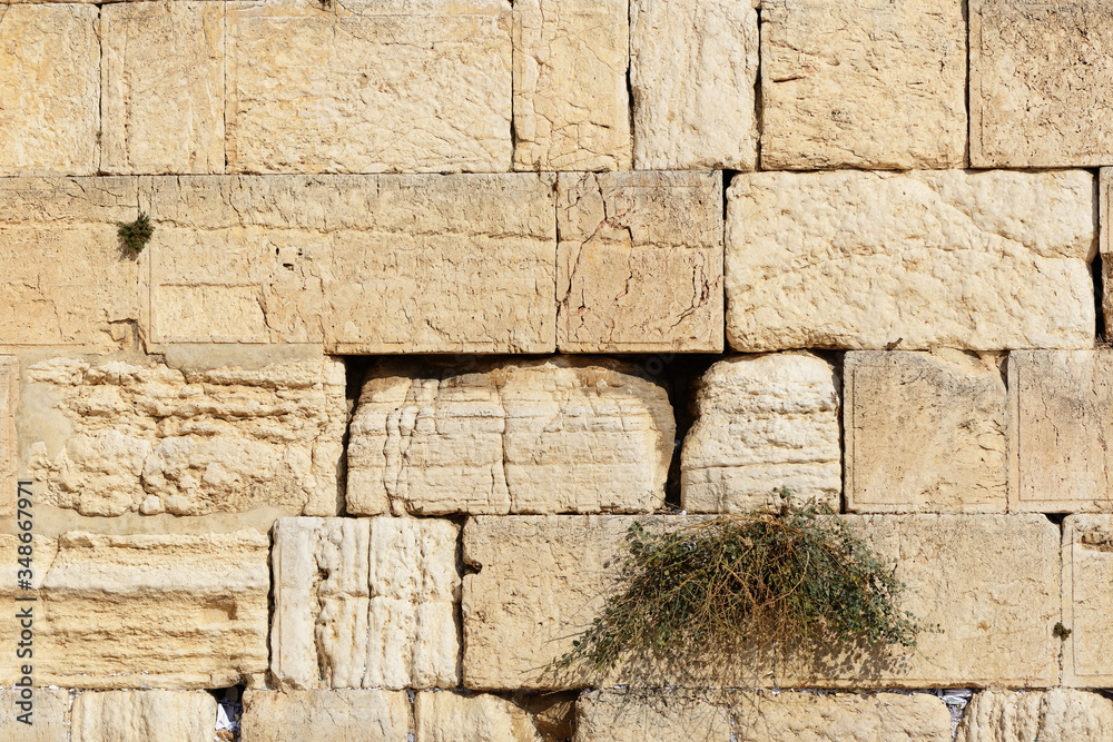 Detail of Western Wall in Jerusalem Old City, Israel