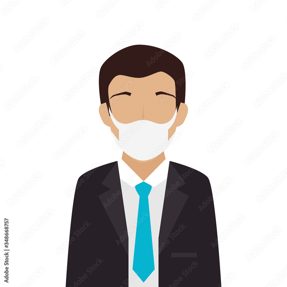 businessman using face mask isolated icon vector illustration design businessman using face mask isolated icon vector illustration design