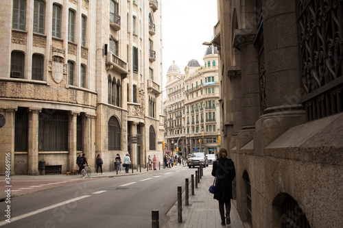 woman walking on the streets of the city of Barcelona, ​​Spain