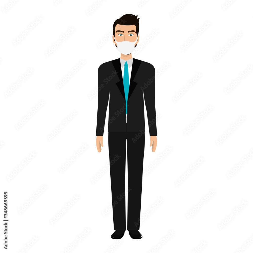 businessman using face mask isolated icon vector illustration design businessman using face mask isolated icon vector illustration design