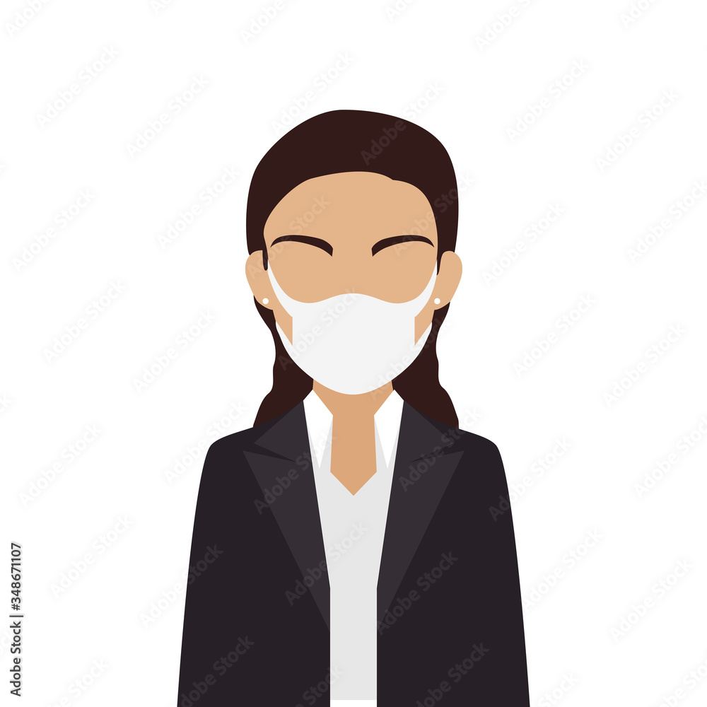 business woman using face mask isolated icon vector illustration design business woman using face mask isolated icon vector illustration design