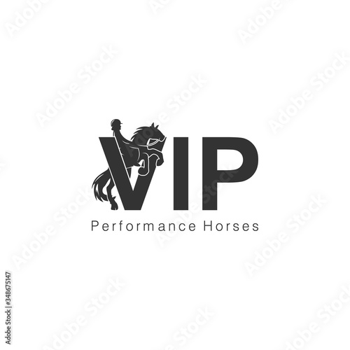 Horse Race Logo Design . Reining Horse Equestrian Logo	
