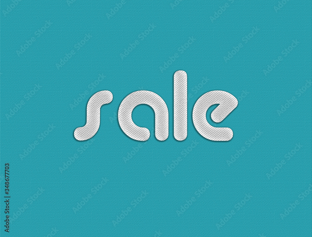 Text of sale in the form of woven yarn . red background , white sale text   3D illustration
