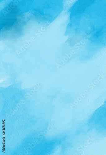 Abstract cyan blue watercolor background, vintage style. Aged paper texture for artwork and photography