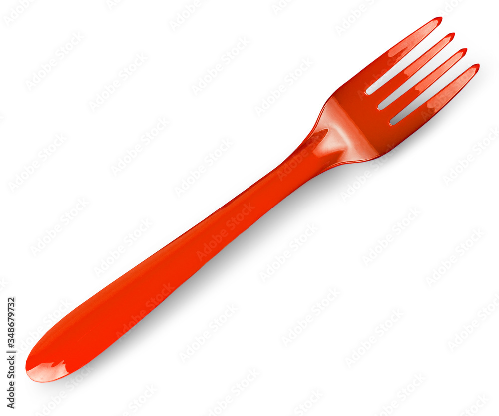 red plastic fork isolated on white background. red plastic fork isolated on white background.