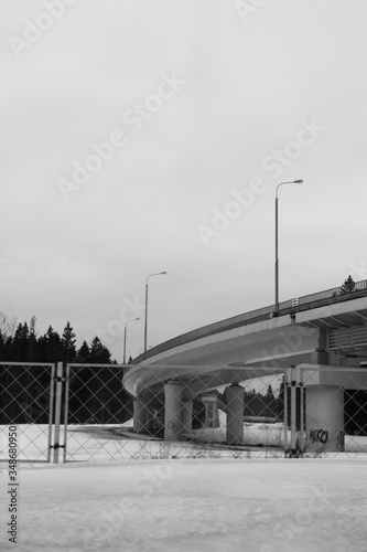 black and white photo of road