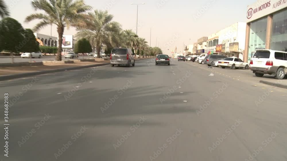 RIYADH, SAUDI ARABIA - JANUARY 11, 2018: A traffic congestion builds up in Riyadh, Saudi Arabia's King Fahad road RIYADH, SAUDI ARABIA - JANUARY 11, 2018: A traffic congestion builds up in Riyadh, Saudi Arabia's King Fahad road