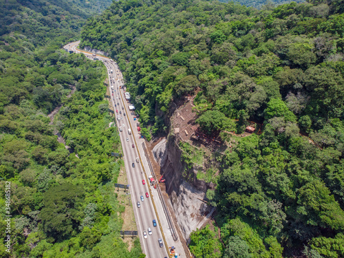 Aerial view of Panamerican highway near Colon Municipality in El Salvador, Central America