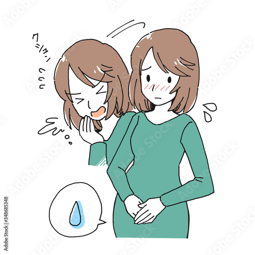 尿漏れに悩む妊婦のイラスト