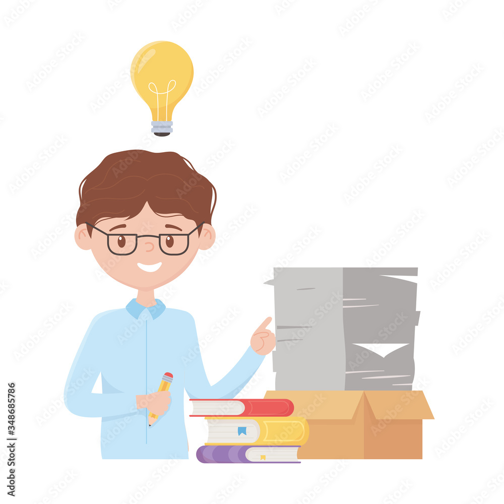 stress at work, businessman many papers on box books idea stress at work, businessman many papers on box books idea