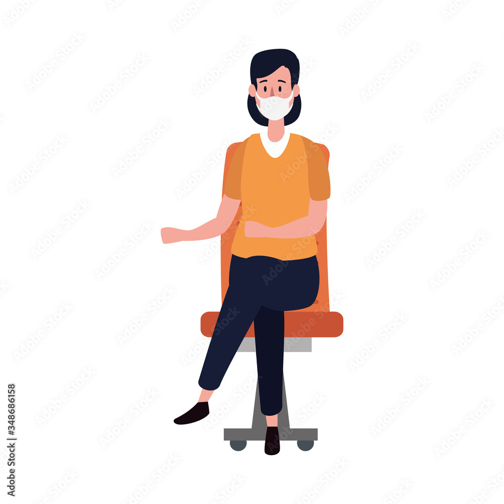 young woman using face mask sitting in chair vector illustration design young woman using face mask sitting in chair vector illustration design
