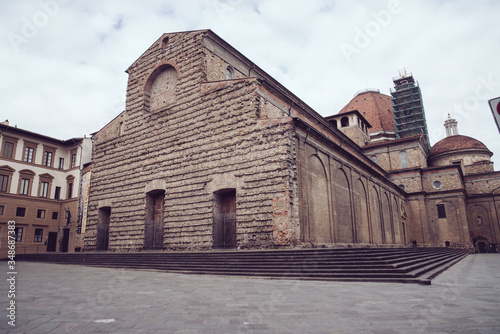 The cities are empty. Spot of an empty Florence city centre, Italy during Coronavirus Covid-19 quarantine. Florence, Italy. April 30, 2020. #348687383