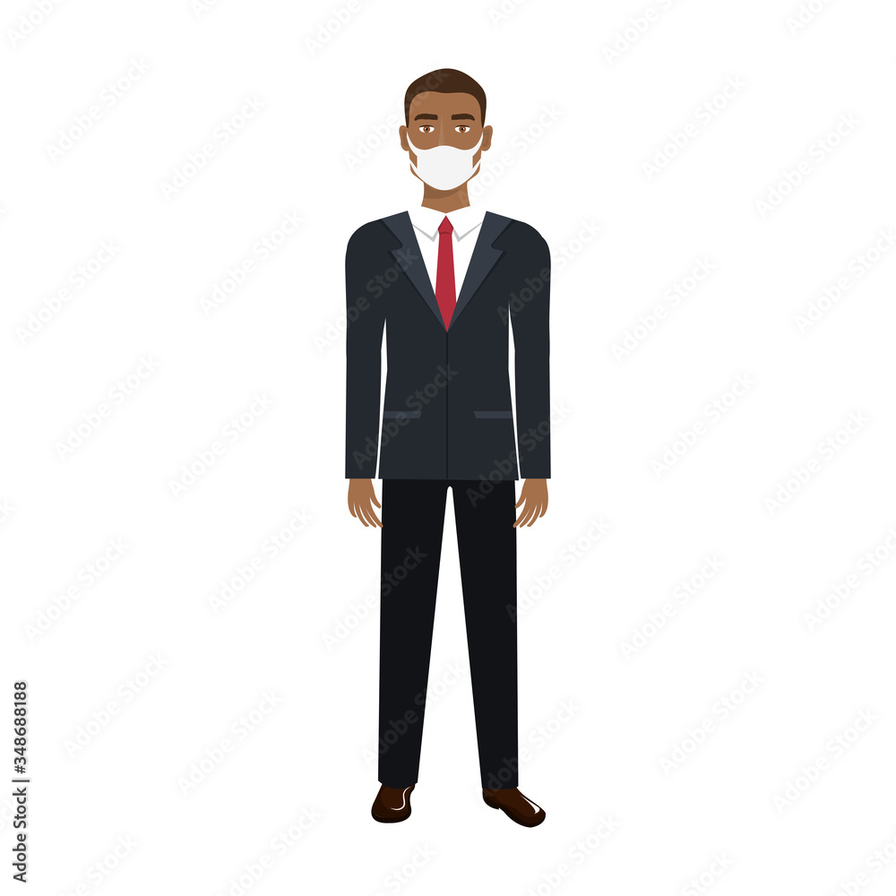 businessman afro using face mask isolated icon vector illustration design