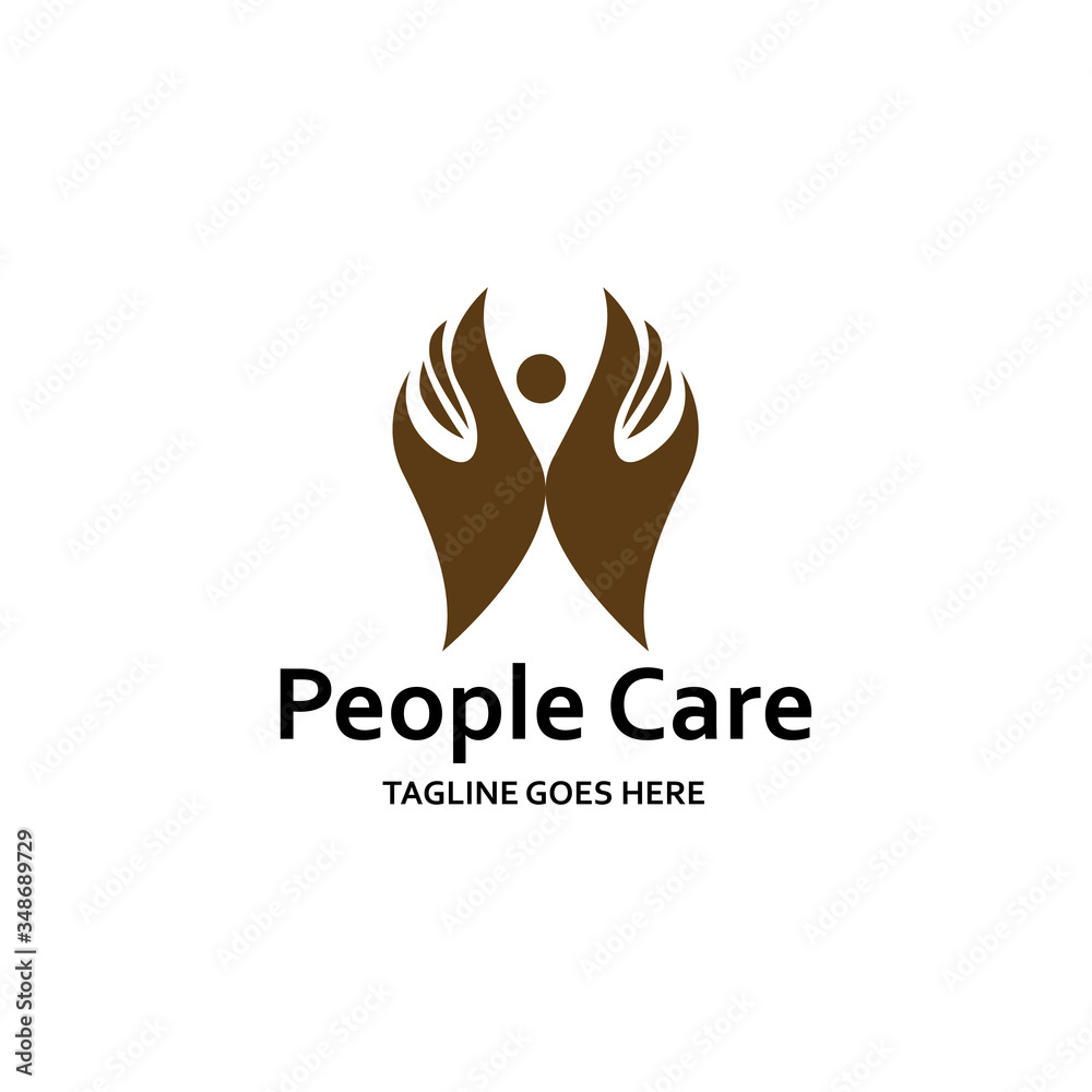 Obraz premium People care logo. People protection icon. Vector illustration