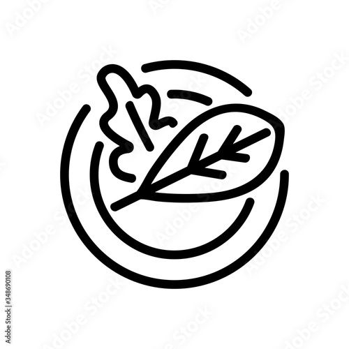 rucola leaves on plate icon vector outline illustration