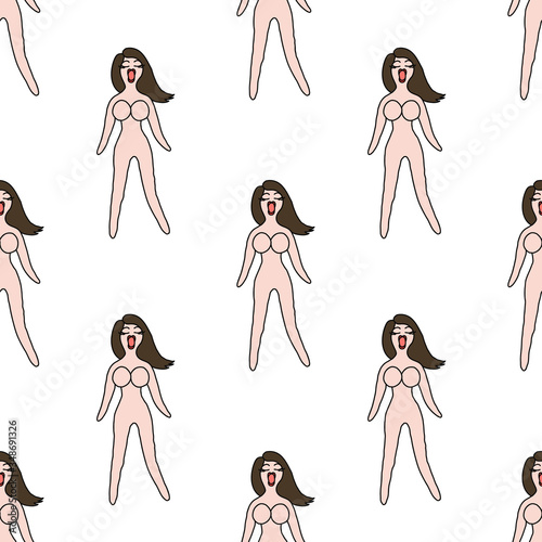 sex doll doodle seamless pattern