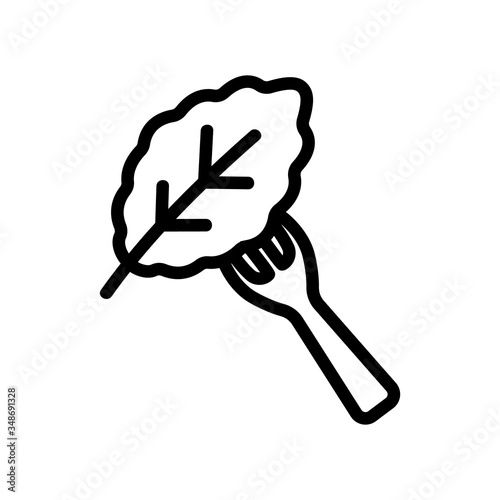 arugula on fork icon vector. arugula on fork sign. isolated contour symbol illustration