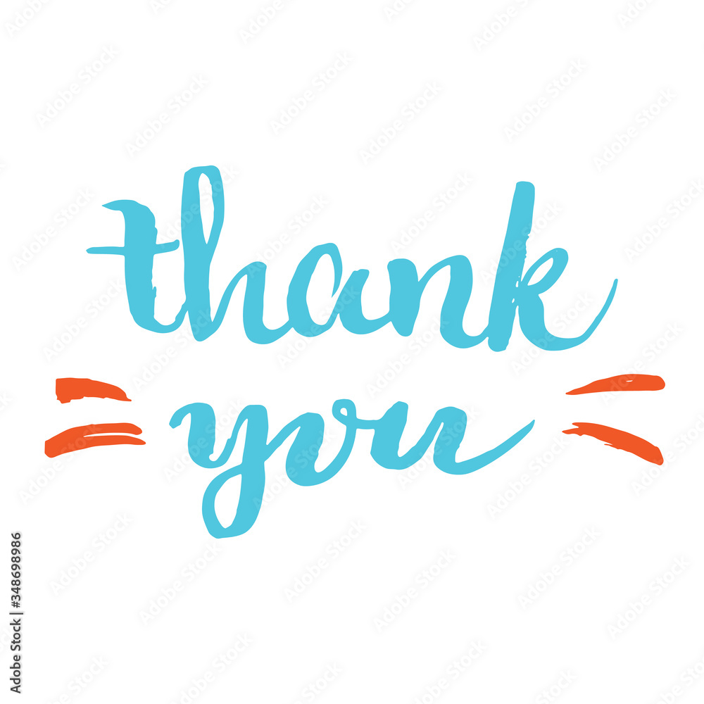 Thank you lettering quote, Hand drawn calligraphic sign. Vector illustration isolated on white