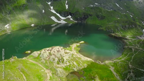 Aerial view of Balea Lake in Carpathian Mountains Romania 1