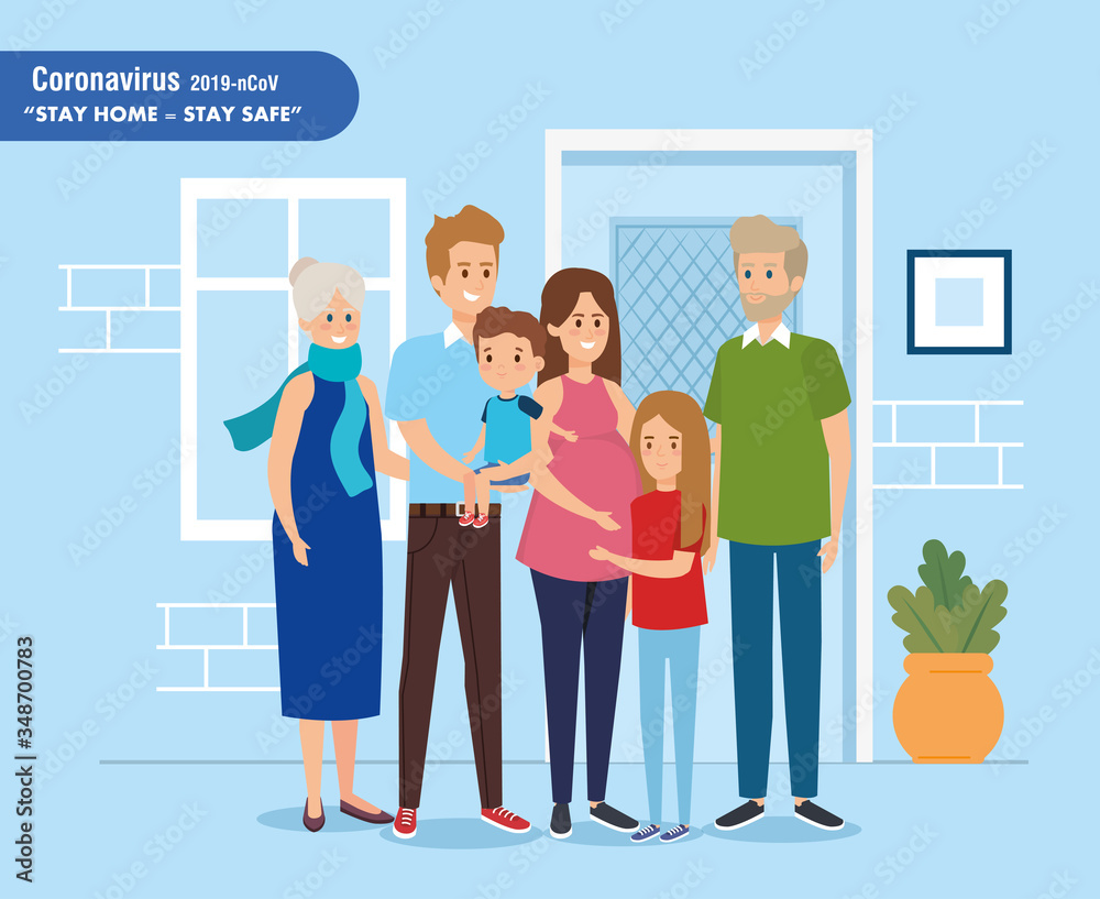 stay at home campaign with family vector illustration design stay at home campaign with family vector illustration design