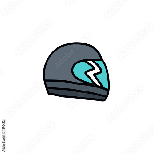 motorcycle helmet doodle icon