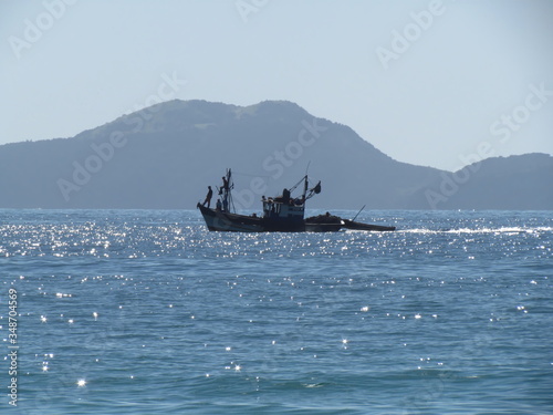 Boats preparing for squid fishing