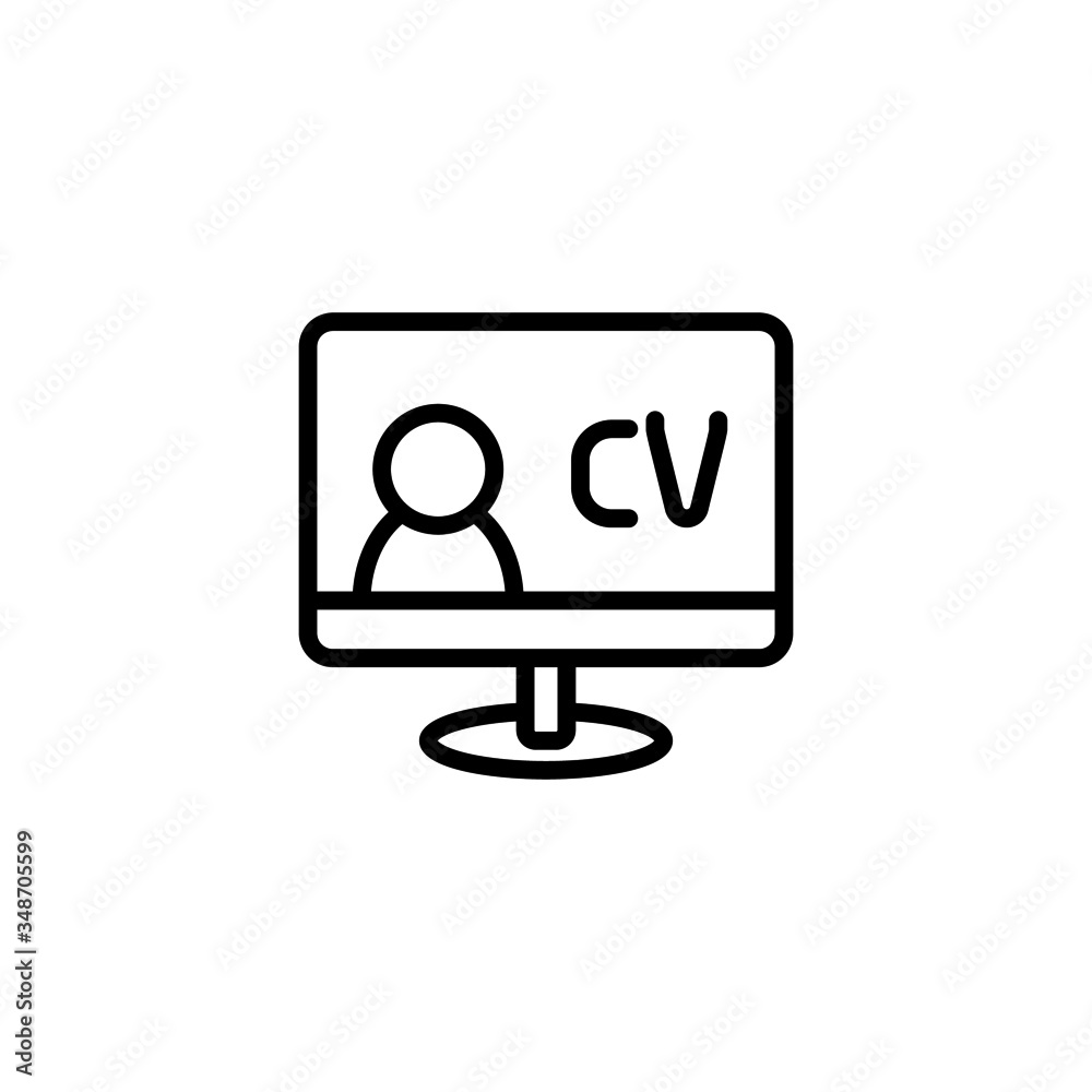 Hr software icon vector in linear, outline icon isolated on white background Hr software icon vector in linear, outline icon isolated on white background