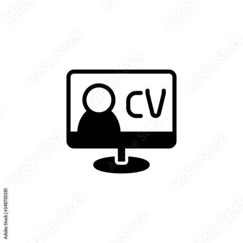 Hr software icon vector in black solid flat design icon isolated on white background