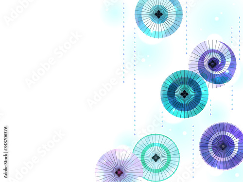 和傘と雨のイラスト背景