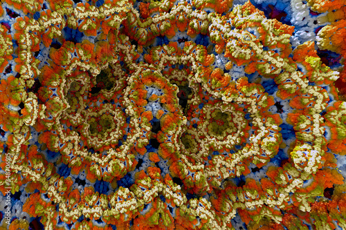 3D render. Fractal image of a 3D object. Fractal landscape. A colorful computer-generated image. The fractal background. Textures for the design. Abstract painting. Pattern.