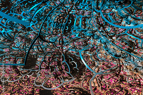 3D render. Fractal image of a 3D object. Fractal landscape. A colorful computer-generated image. The fractal background. Textures for the design. Abstract painting. Pattern.