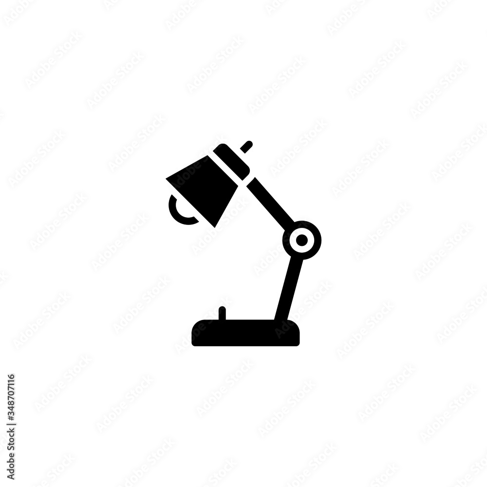 Table lamp vector icon in black solid flat design icon isolated on white background Table lamp vector icon in black solid flat design icon isolated on white background