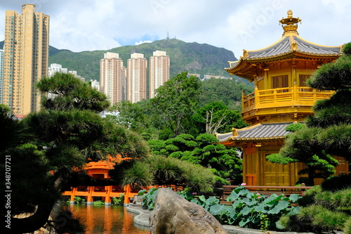 Hong Kong China - Golden Pagoda in Nan Lian Garden