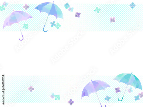 あじさいと傘のイラスト背景