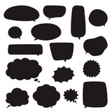 Talk and think vector comics bubbles silhouettes