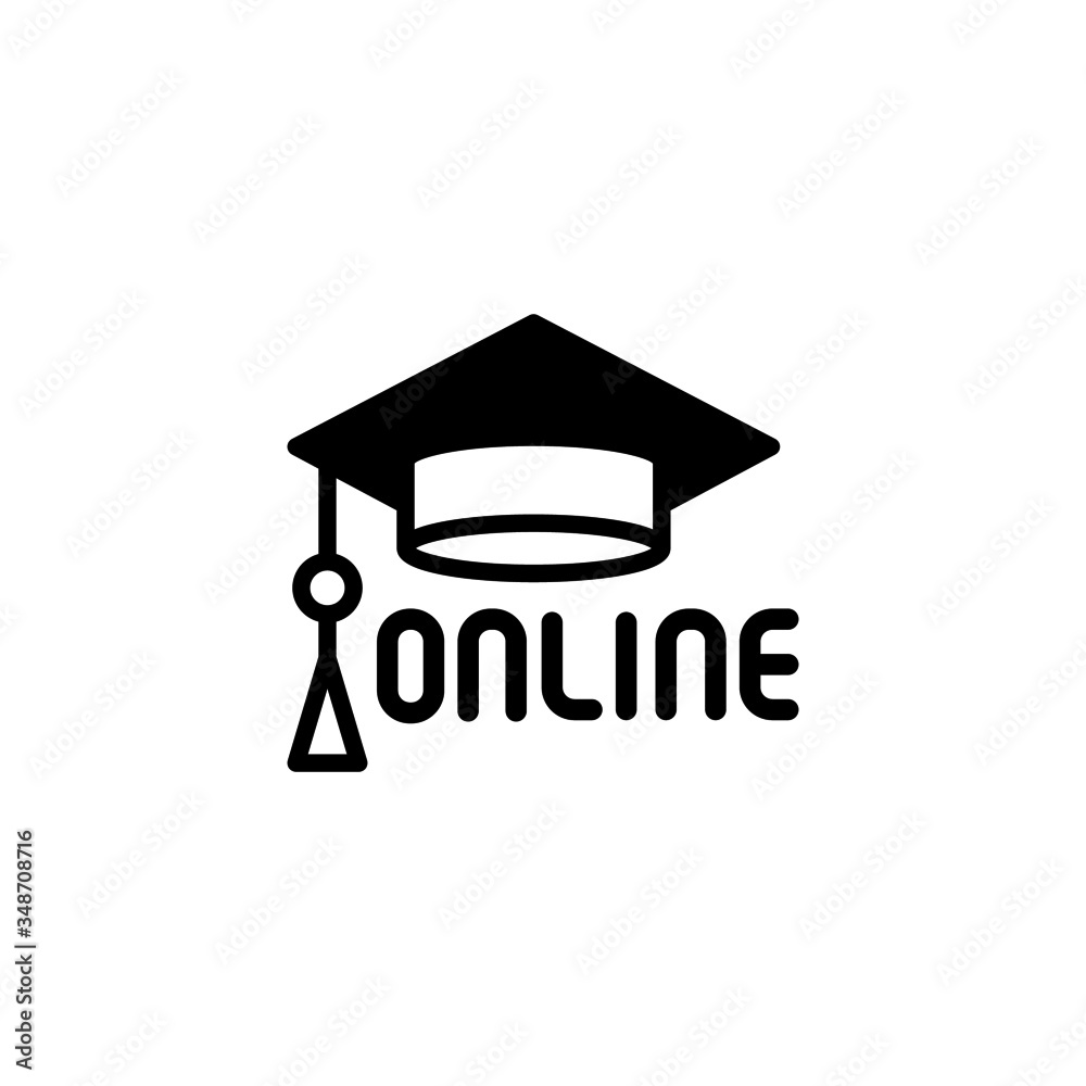 Online international educational vector icon in black solid flat design icon isolated on white background Online international educational vector icon in black solid flat design icon isolated on white background