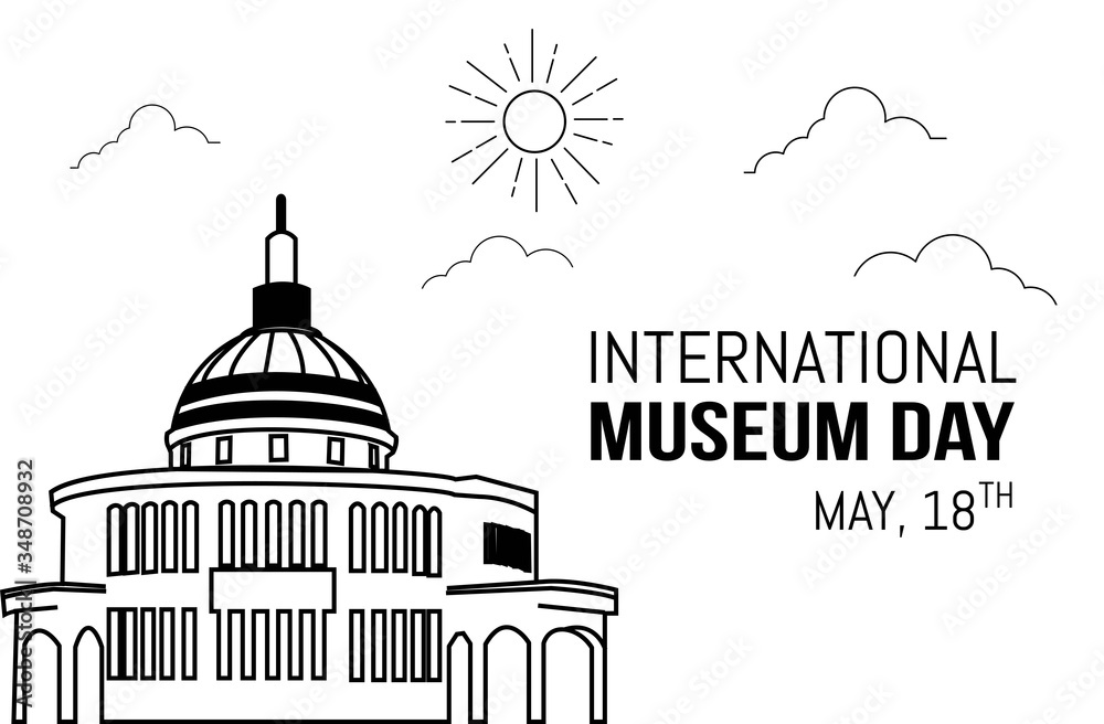 International Museum Day Vector Illustration with line art