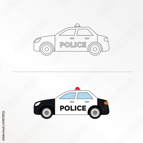 Cute Car Vector Design Illustration. Coloring book pages for kids.