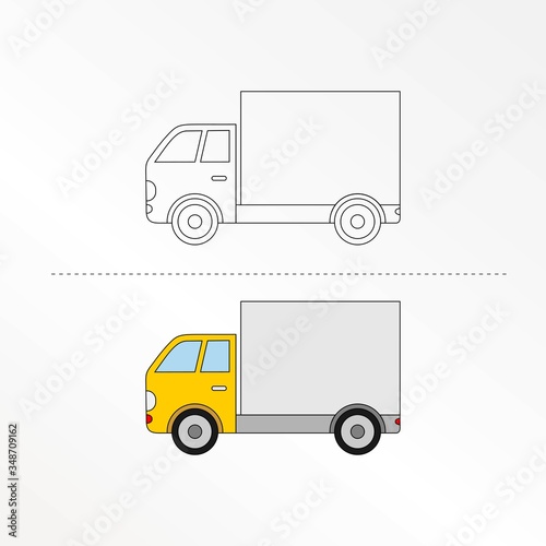 Cute Car Vector Design Illustration. Coloring book pages for kids.