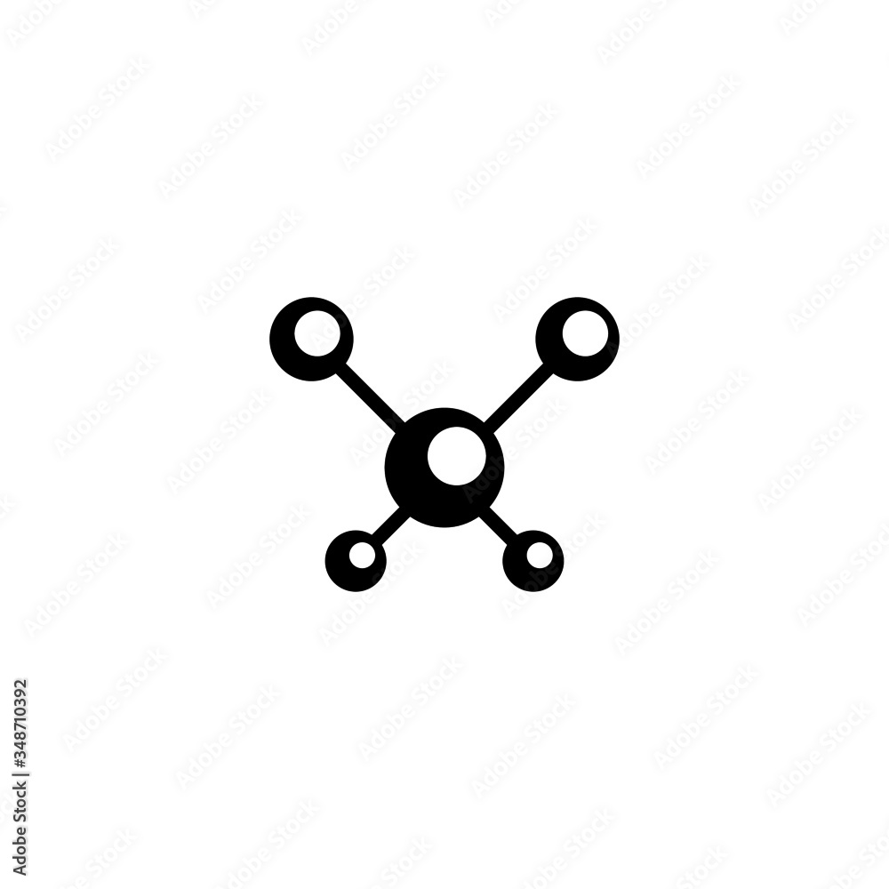 Molecular bond vector icon in black solid flat design icon isolated on white background Molecular bond vector icon in black solid flat design icon isolated on white background
