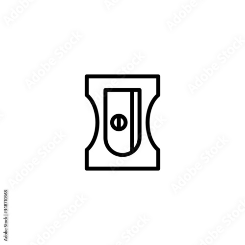 Pencil Sharpener vector icon in linear, outline icon isolated on white background