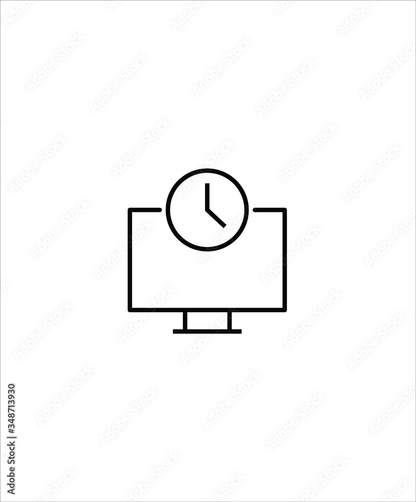 computer with time icon,vector best line icon. computer with time icon,vector best line icon.