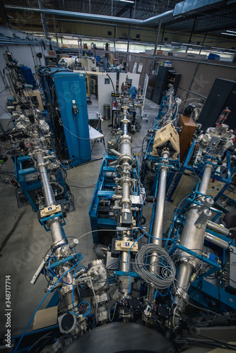 Particle accelerator beamlines  in science laboratory for nuclear physics research