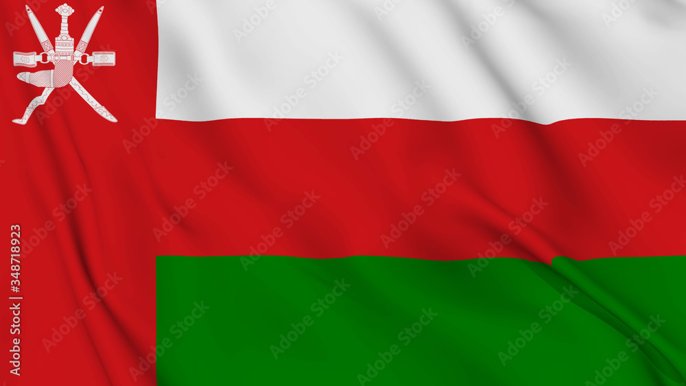 Oman flag is waving 3D animation. Oman flag waving in the wind. National flag of Oman Oman flag is waving 3D animation. Oman flag waving in the wind. National flag of Oman