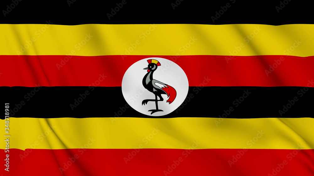 Obraz premium uganda flag is waving 3D animation. uganda flag waving in the wind. National flag of uganda.