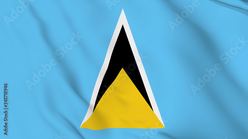 Saint Lucia flag is waving 3D animation. Saint Lucia flag waving in the wind. National flag of Saint Lucia. 