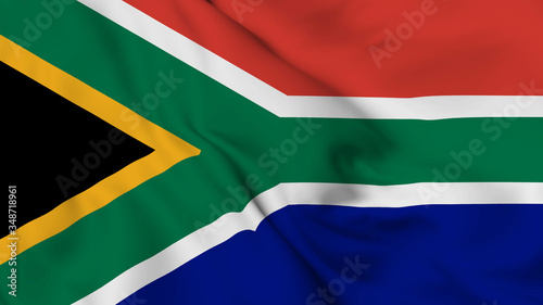south africa flag is waving 3D animation. south africa flag waving in the wind. National flag of south africa