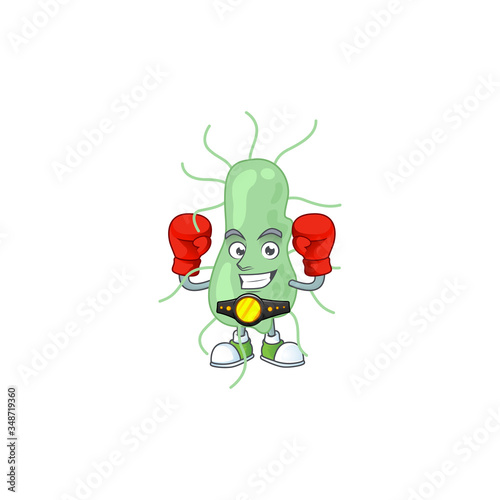 Caricature picture of salmonella boxing athlete on the arena