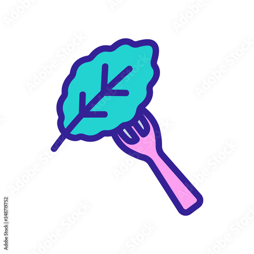 arugula on fork icon vector. arugula on fork sign. color symbol illustration